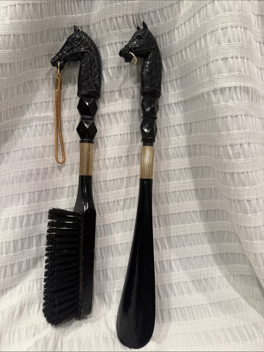 vintage shoe horn and brush plastic shoehorn horse equestrian detail .
